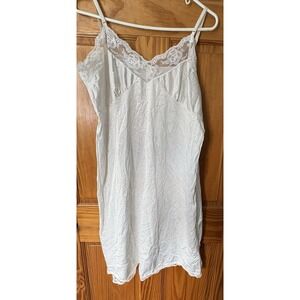 Vintage Full Slip Lace Nightie 46 Made USA Ivory Beau Trix Fairy Dainty Delicate